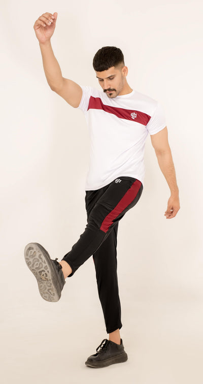 white/Burgundy Activewear