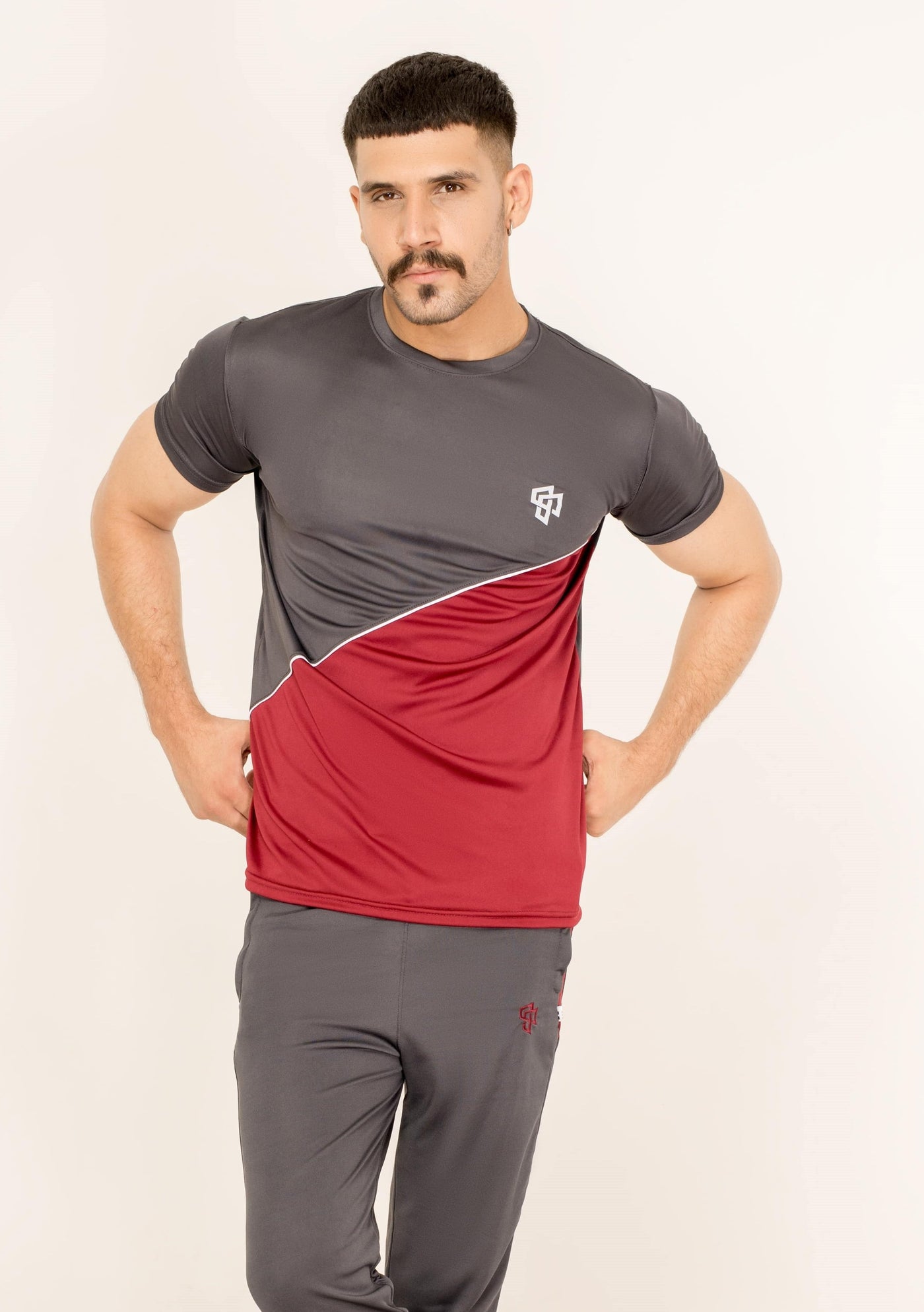 Grey-Burgundy Gymwear