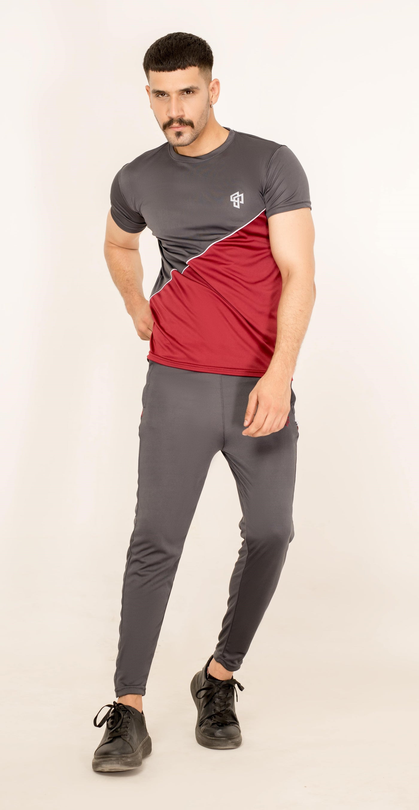 Grey-Burgundy Gymwear