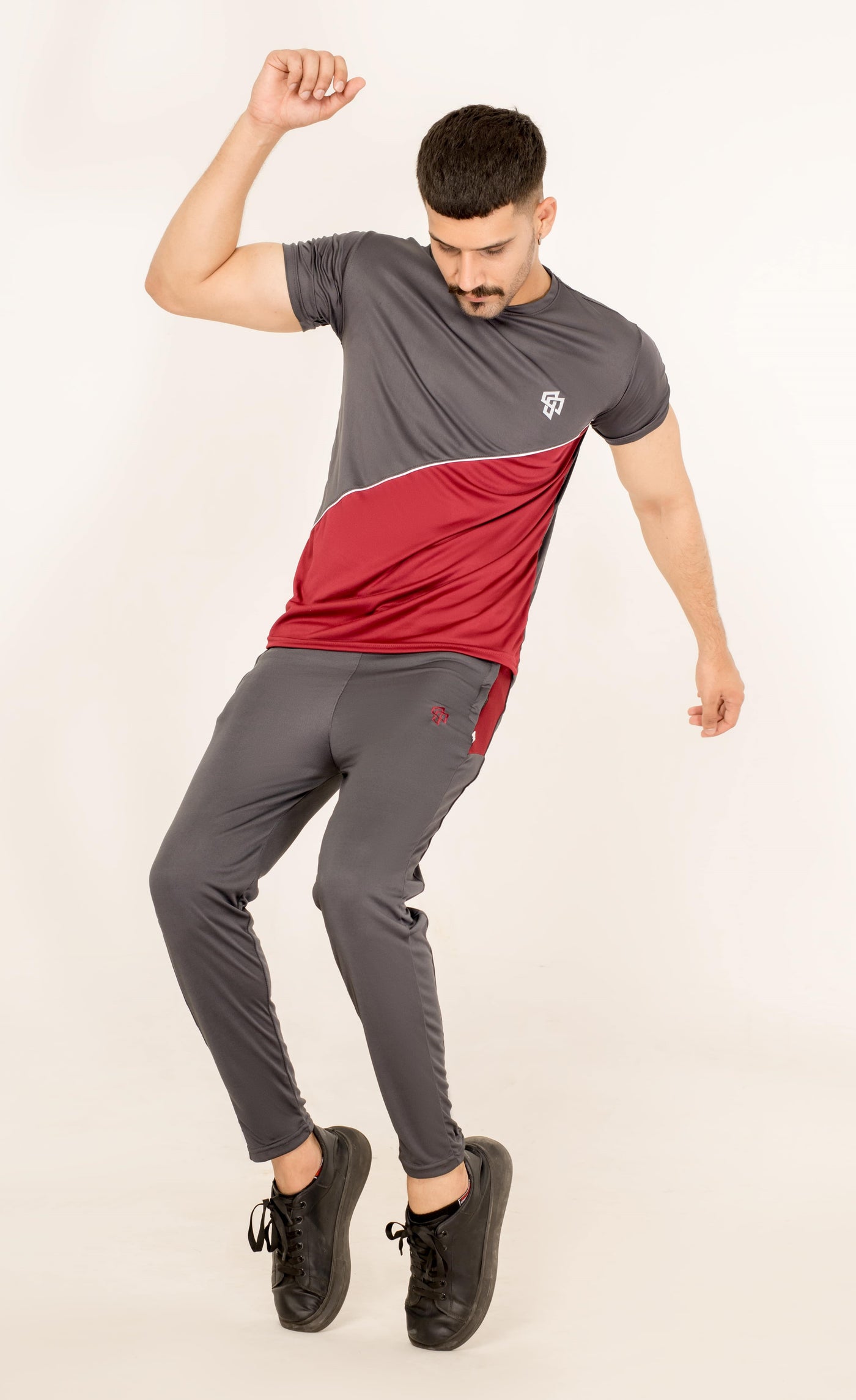 Grey-Burgundy Gymwear